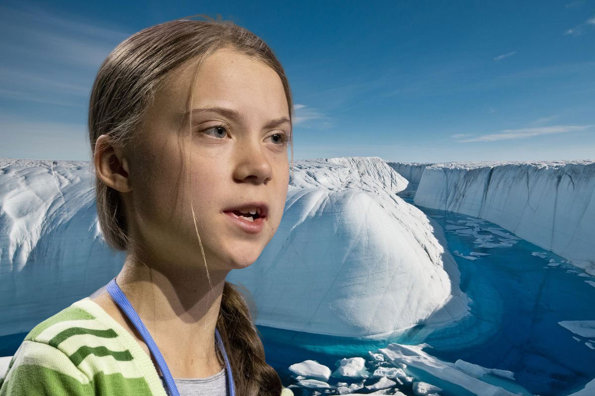 Greta Thunberg in Antarctic collage