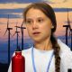 Greta Thunberg with Windmill backdrop