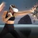 girl wearing VY headset boxing in a virtual world